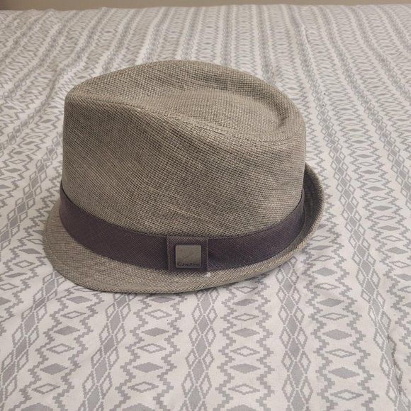 Calvin Klein gray trilby fedora hat S\M - Picture 2 of 5